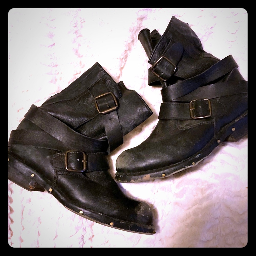 Jeffrey Campbell engineer boots black leather 9